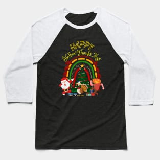 Happy Hallow Thanks Mas Santaclause Turkey Pumkin Man Baseball T-Shirt